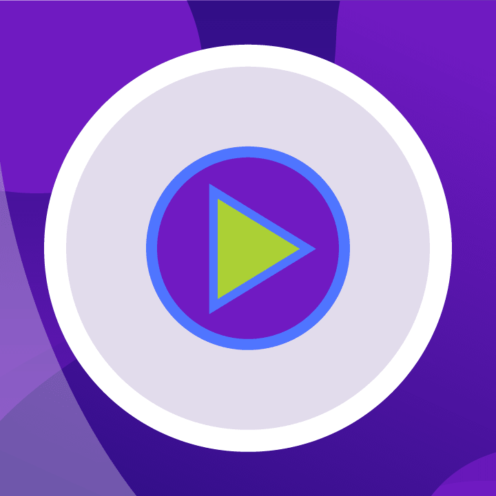 Videos icon with a purple and green play button